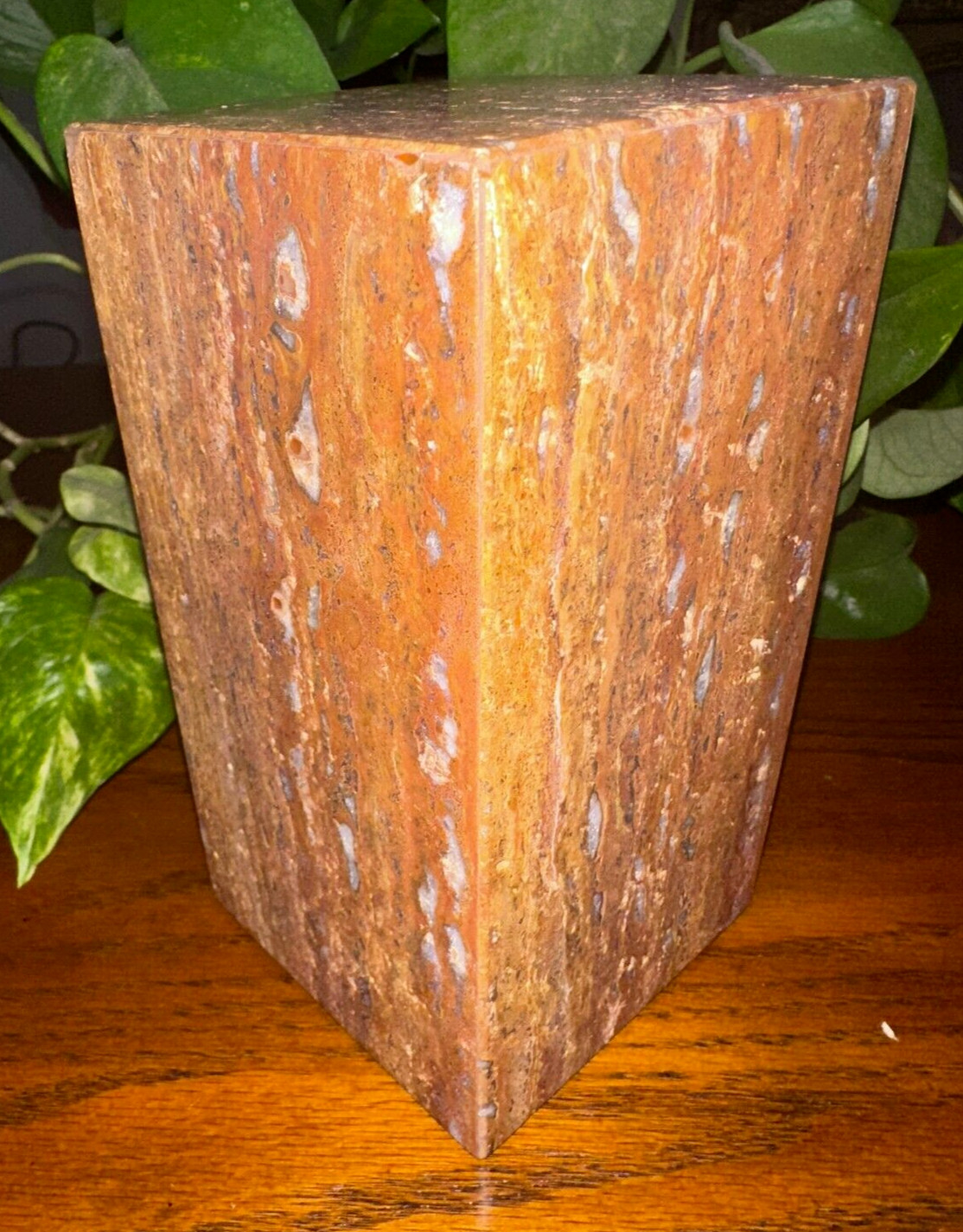 Natural dark travertine marble rectangle pet urn memorial dog cremains handmade