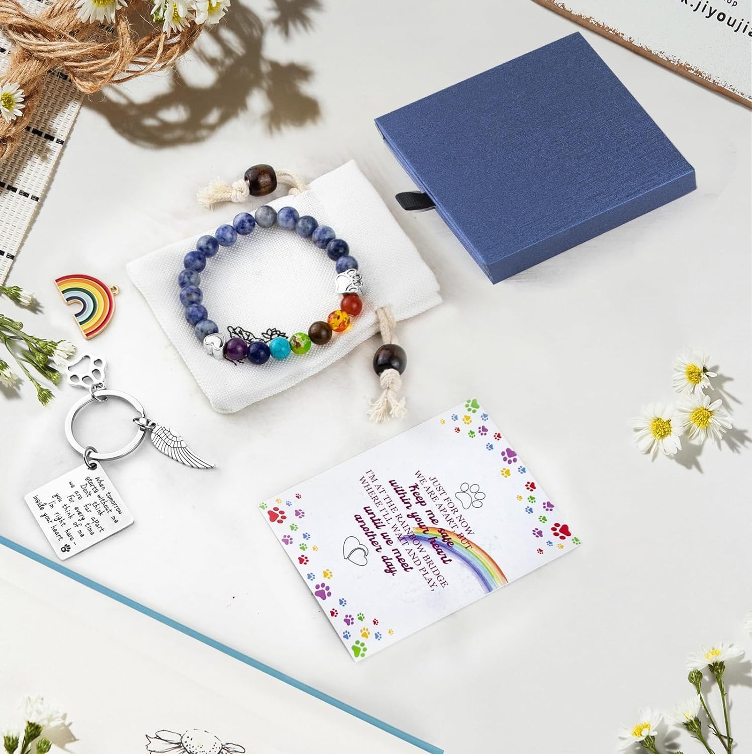 Pet Memorial Gifts, Pet Sympathy Gift, Rainbow Bridge Bracelet for Beloved Dog C