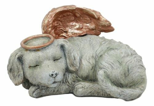 Heavenly Halo Angel Dog Urn Statue 8″L Pet Memorial All Dogs Go To Heaven