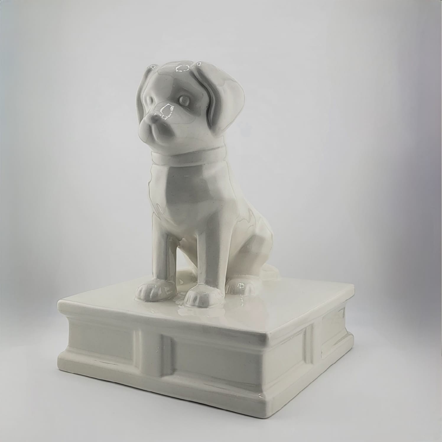 Pet Ashes Urn Geometric Dog Memorial – Glossy Ceramic – Black / White