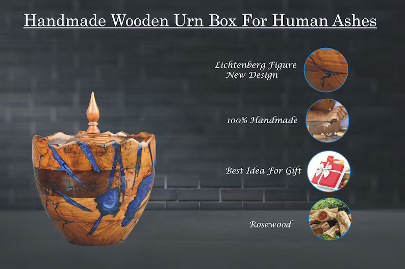 Wooden Urns for Human Ashes Adult Male Female – Cremation Urn Large Wood Urn Box