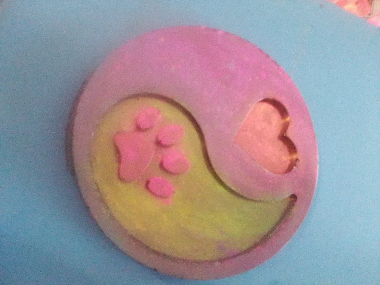 Pet Memorial Round Coaster Paw Print Insert + Small Heart
