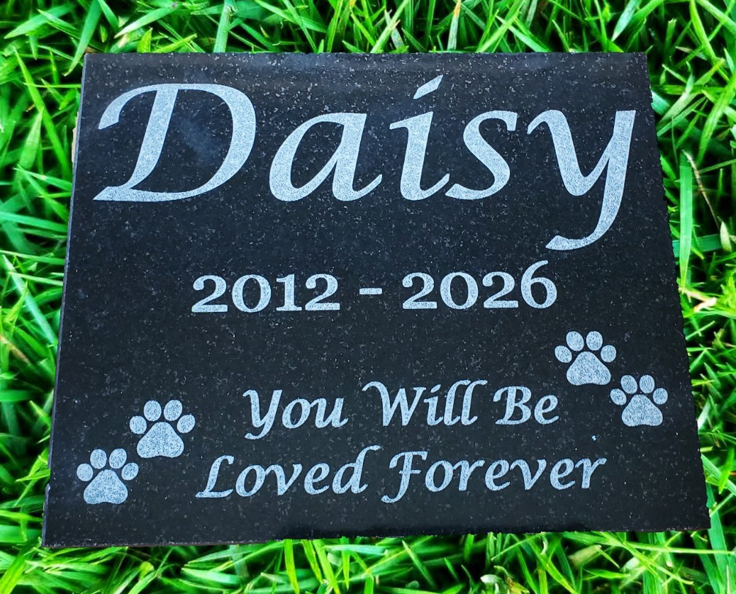 Pet Loss Memorial Burial Stone: Granite Garden Plaque Grave Marker Headstone A4