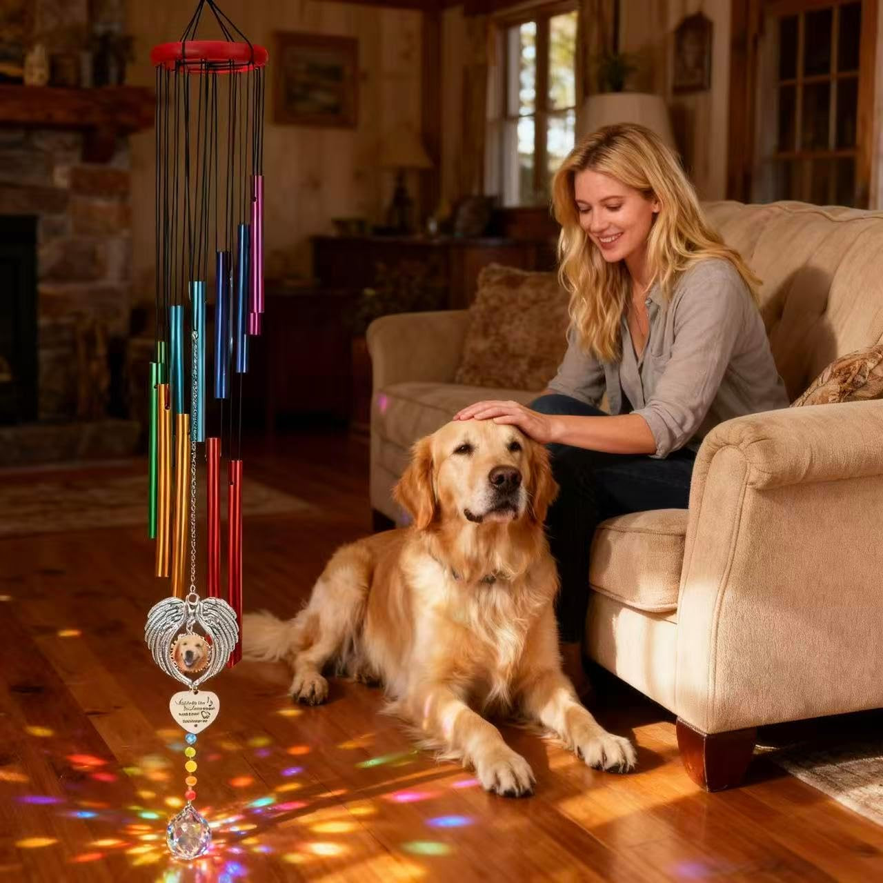 Dog Memorial Wind Chime, Sympathy Gift for Loss of Dog, Rainbow Bridge Remembran