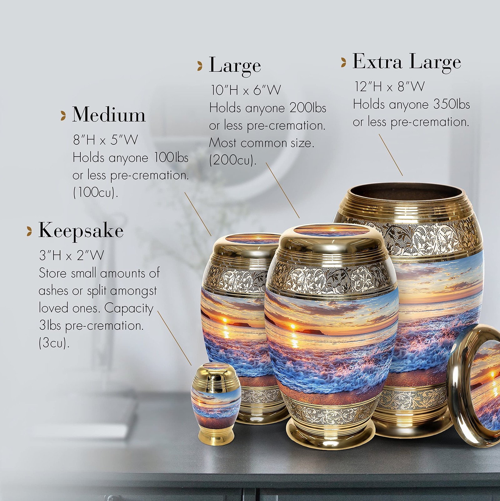 Hawaiian Sunset Cremation Urn for Ashes Adult Male – Personalized Urn for Ash…
