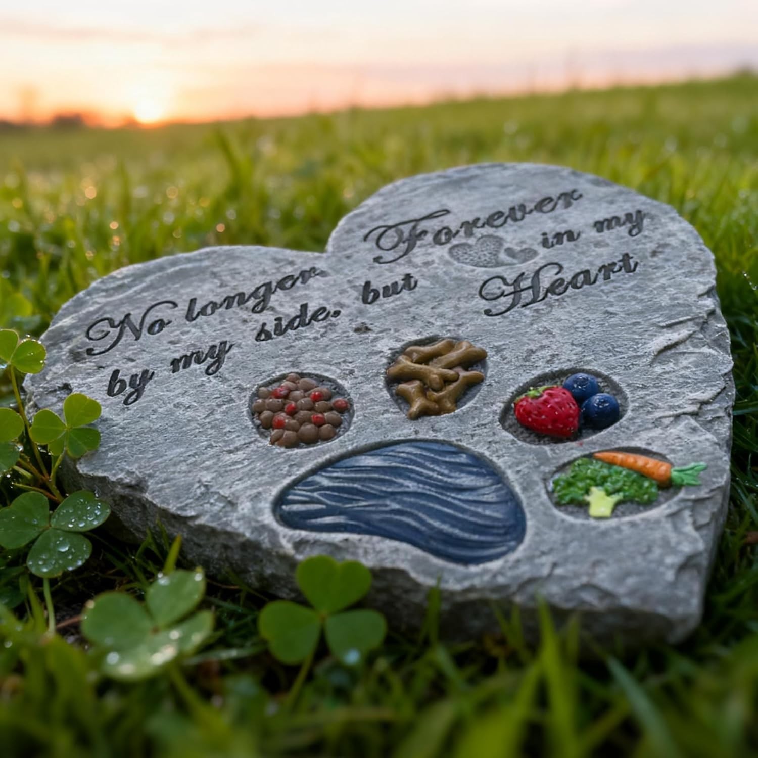 Heart Dog Memorial Garden Stone Paw Print Pet Loss Sympathy Grave Marker Decor