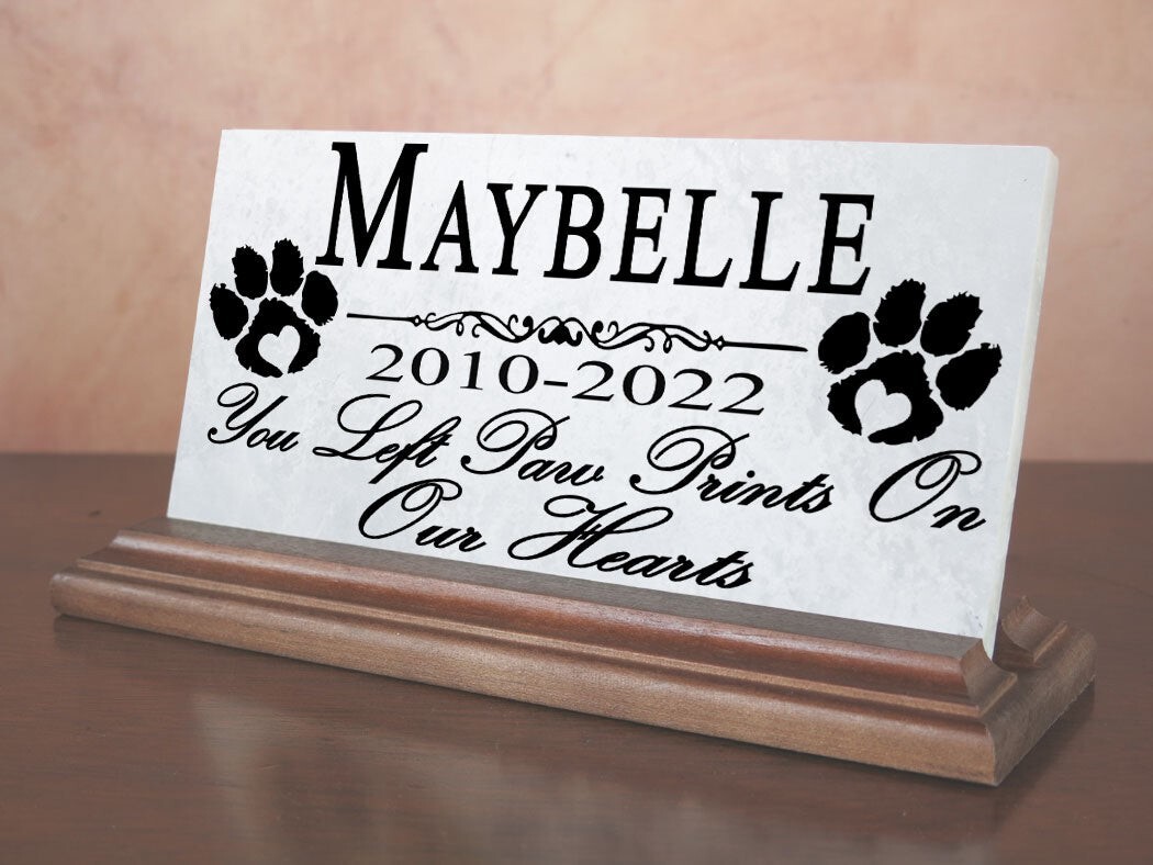 Pet Dog Memorial Stone Plaque for Shelf Or Mantel Personalized Name & Date
