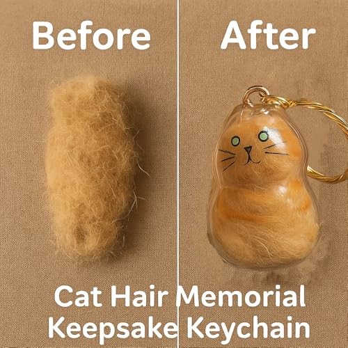 Cat Hair Storage Keychain – Memorial Gift for Pet Lovers, Transparent Cat F