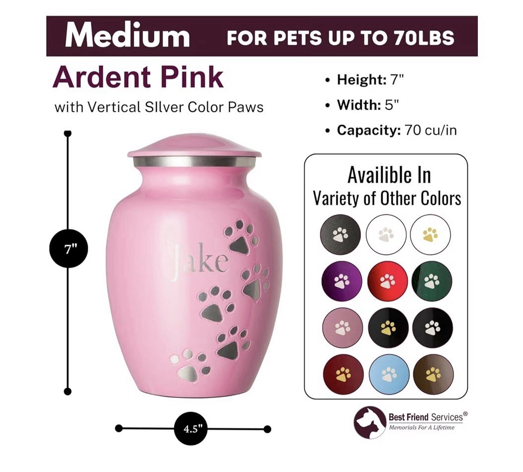 Best Friend Services Ottillie Series Pet Urn Large (Pink)