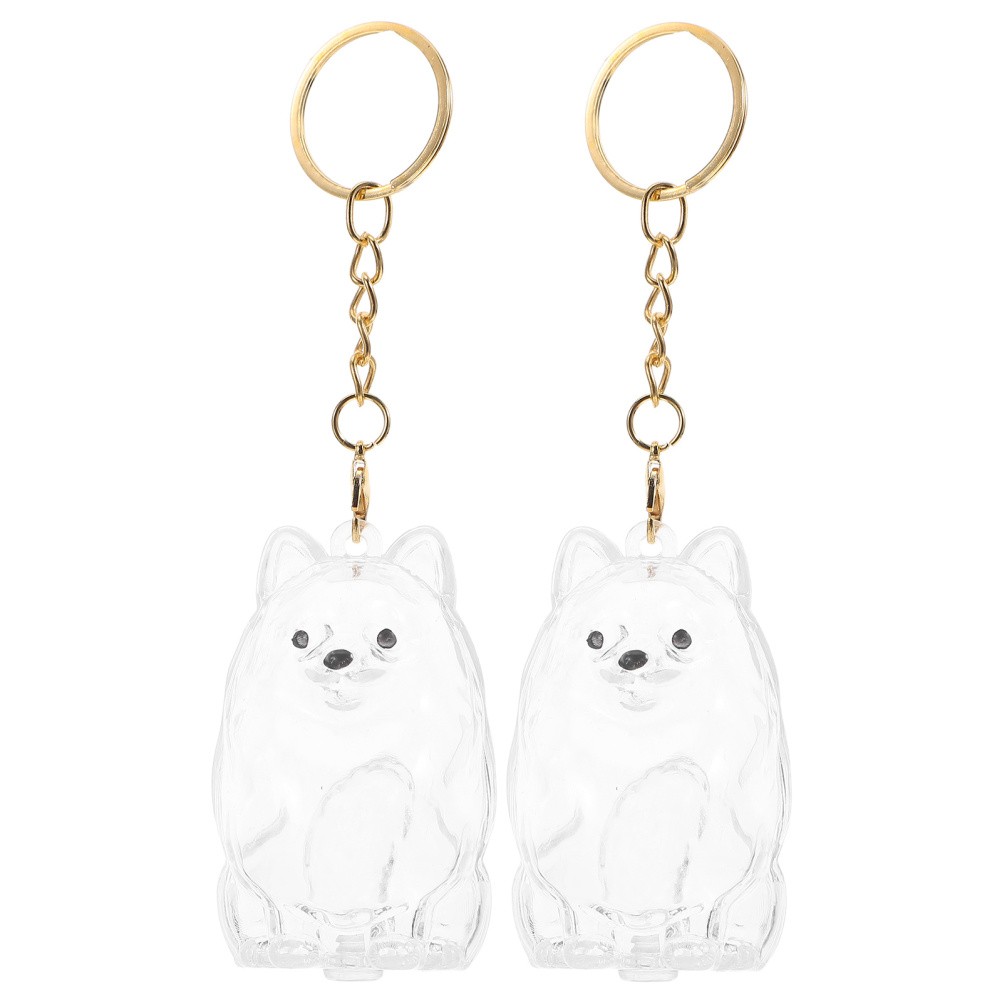2 Pcs Dog Memorial Keychain Clear Plastic Pet Hair Collector Keyring Charms