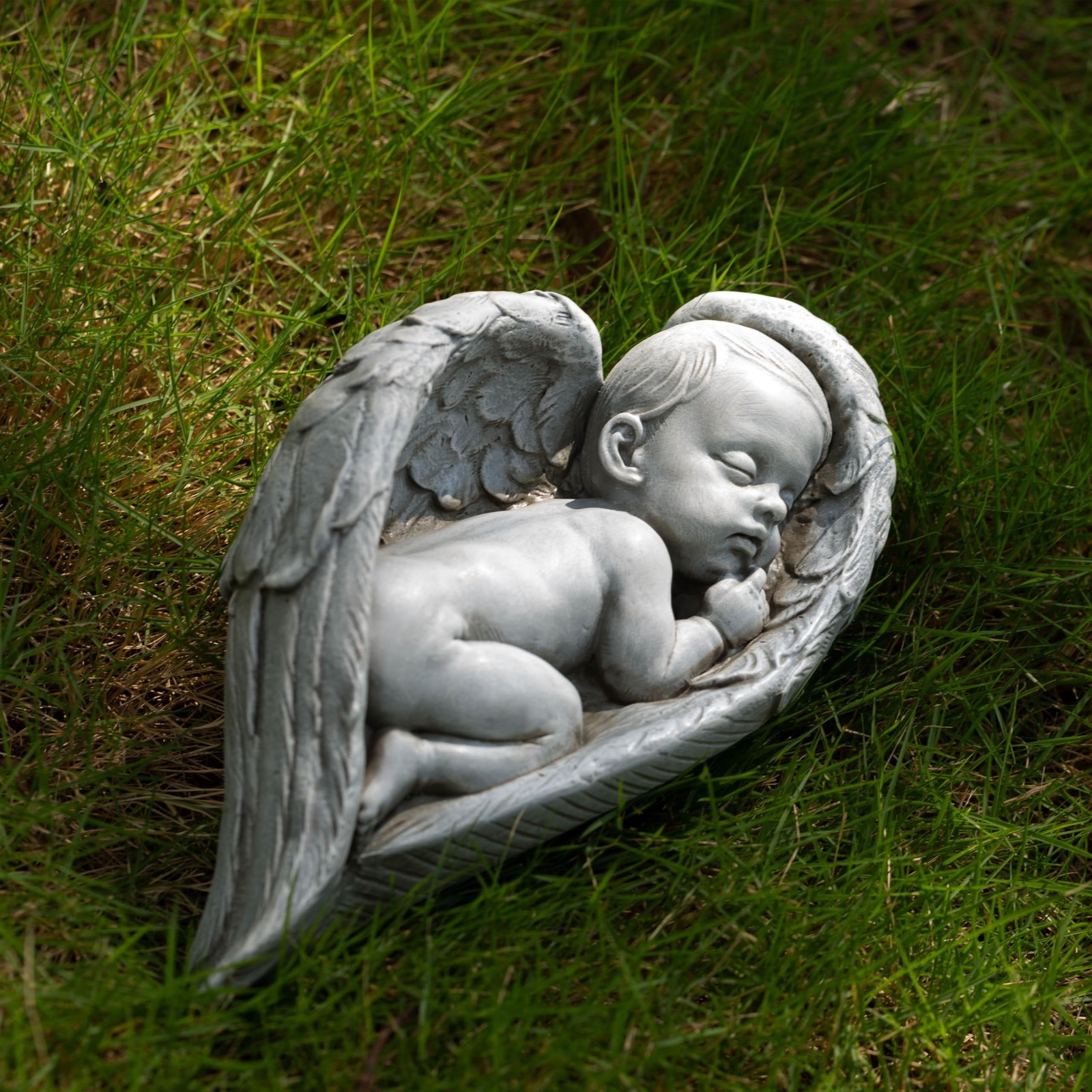 8″ Sleeping Angel in Wings Statue-Guardian Angel Baby Statue,Resin Memorial G…