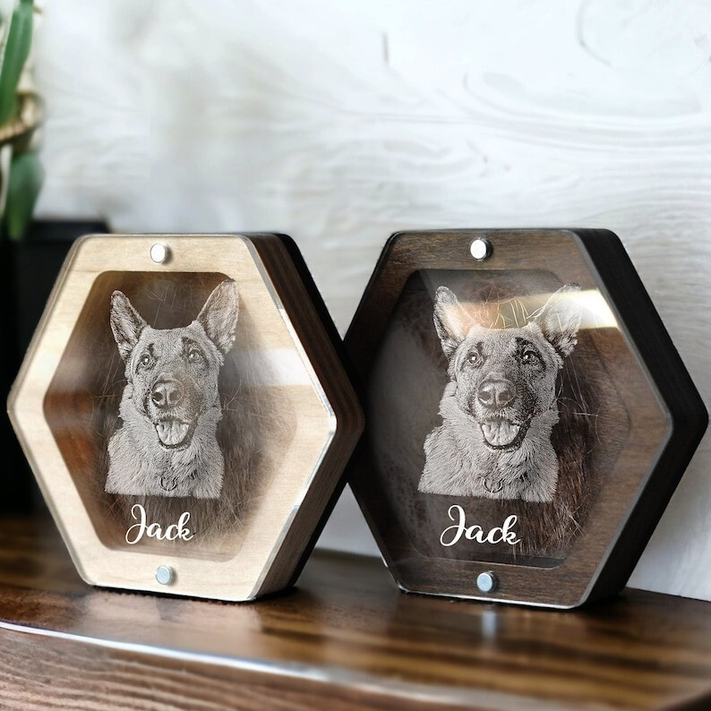 Custom Dog Fur Memorial Box, Engraved Pet Loss Gifts, Dog Portrait Gift