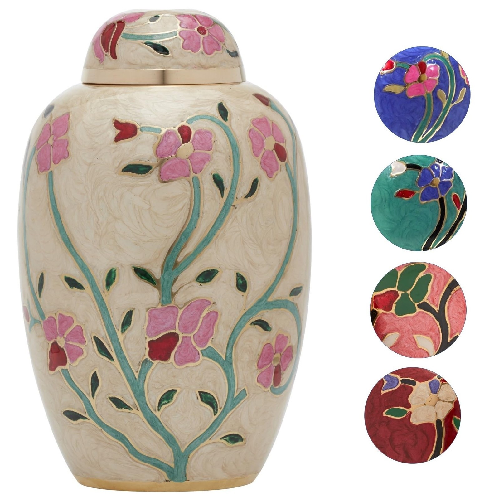 Cremation Urn – Flower Funeral Urn for Human Ashes – Burial urn with Lacquer …