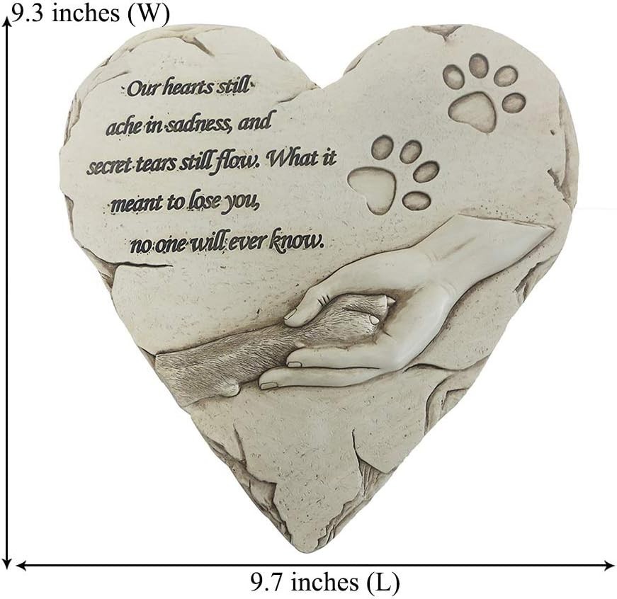 Heart Shaped Pet Memorial Stone Grave Marker for Dog or Cat, Pet Dog Garden Ston
