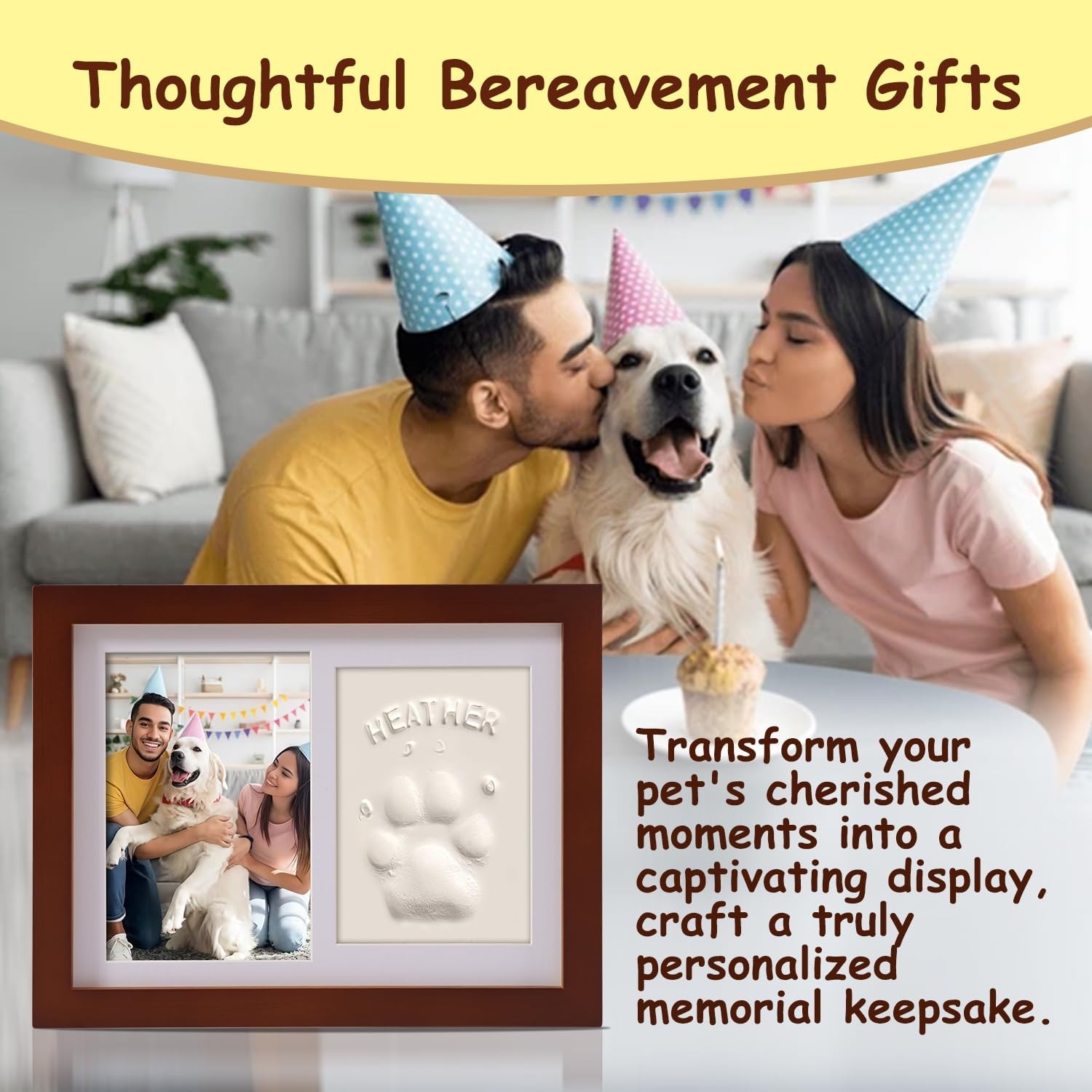Personalized Pet Memorial Frame for Dogs and Cats,Pet Paw Print Custom Photo …