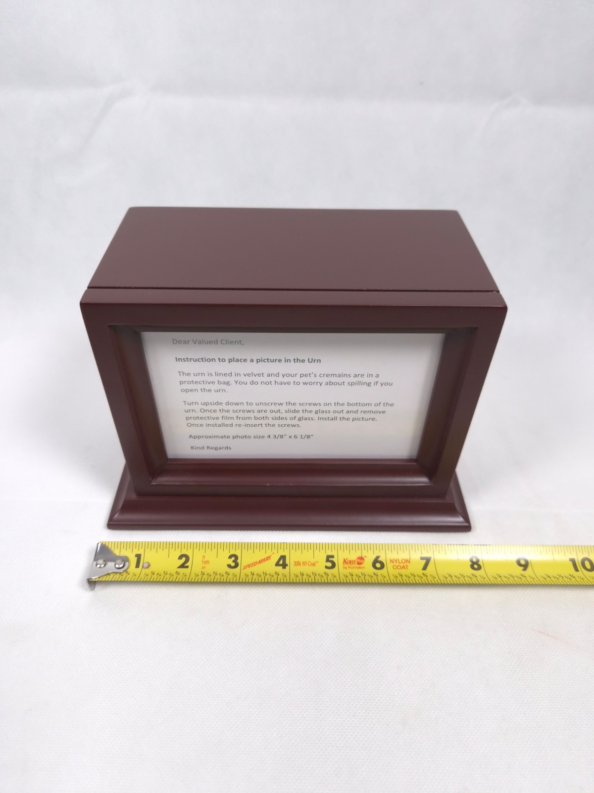 Pet Cremation URN Solid Wood Custom Photo Frame Velvet Lined for Pet up to 70Lbs