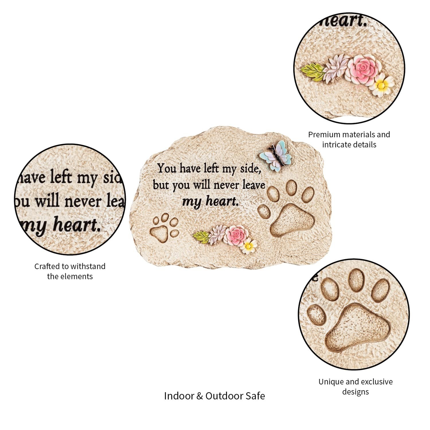 Evergreen Pet Memorial Stones | You Will Never Leave My Heart | 11.5 inches W…