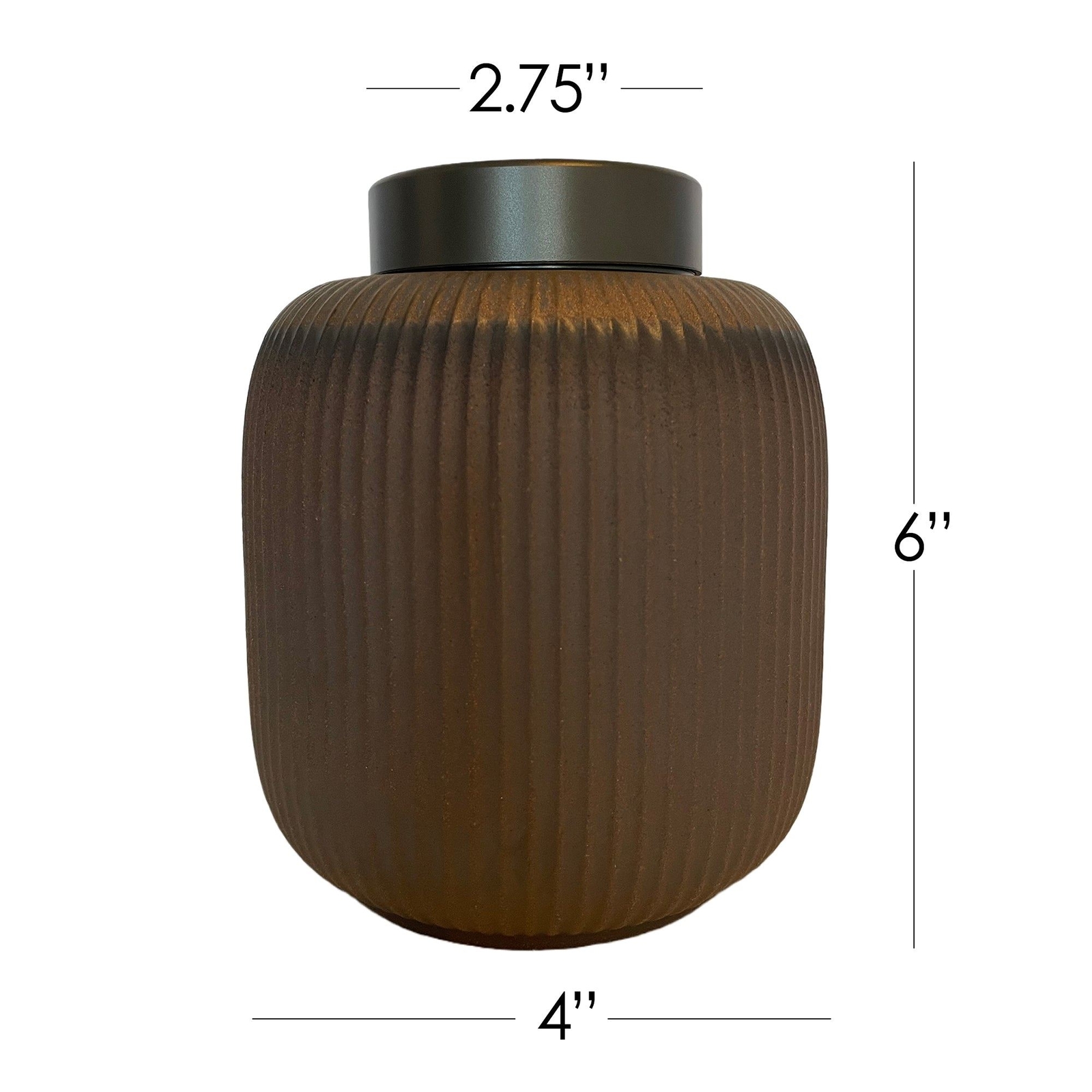 Ceramic Memorial Cremation Urn with Metal Lids for Human or Pet Ashes (Brown)
