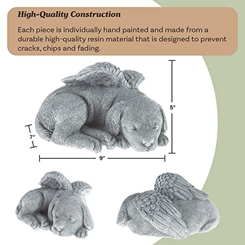 Sculpture Pet Memorial Statue, Stone Finish Sleeping Angel Dog