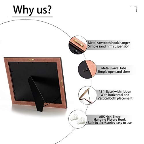 Picture Frame – Classic Cherry Wood, 11×14&8.5×11 with mat Velvet Mat,Black