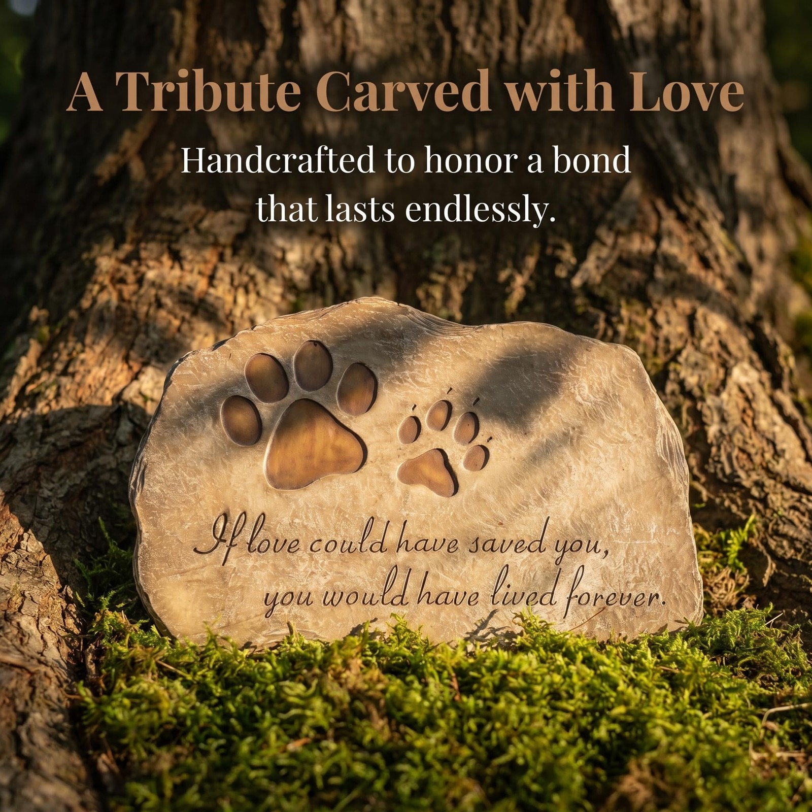 Paw Prints Dog Pet Memorial Stones, Pet Garden Stone Grave Marker for Dog or …