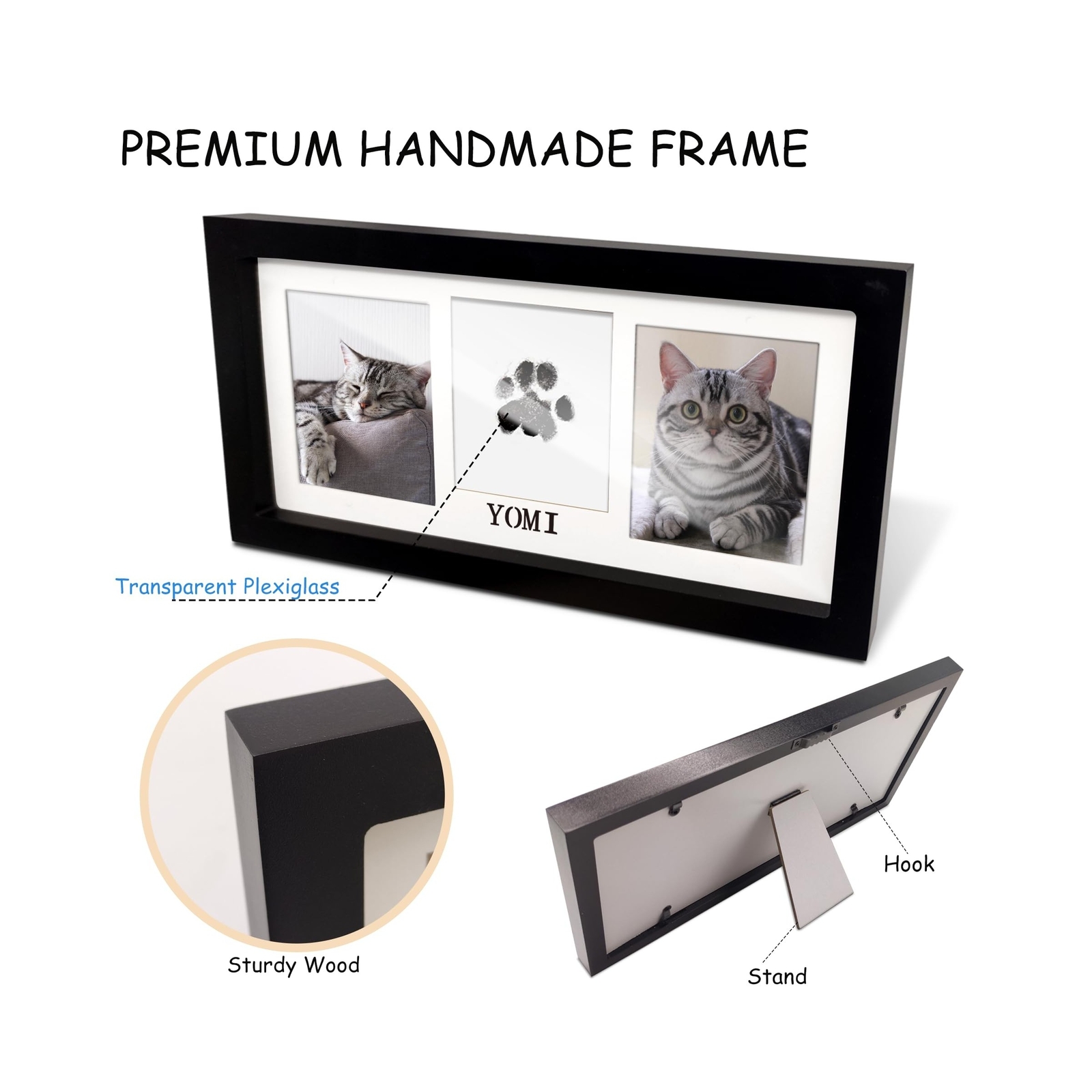 Paw Print Frame & Ink Pads Kit,Dog or Cat Paw Print Kit,2 No Mess Ink Pads fo…