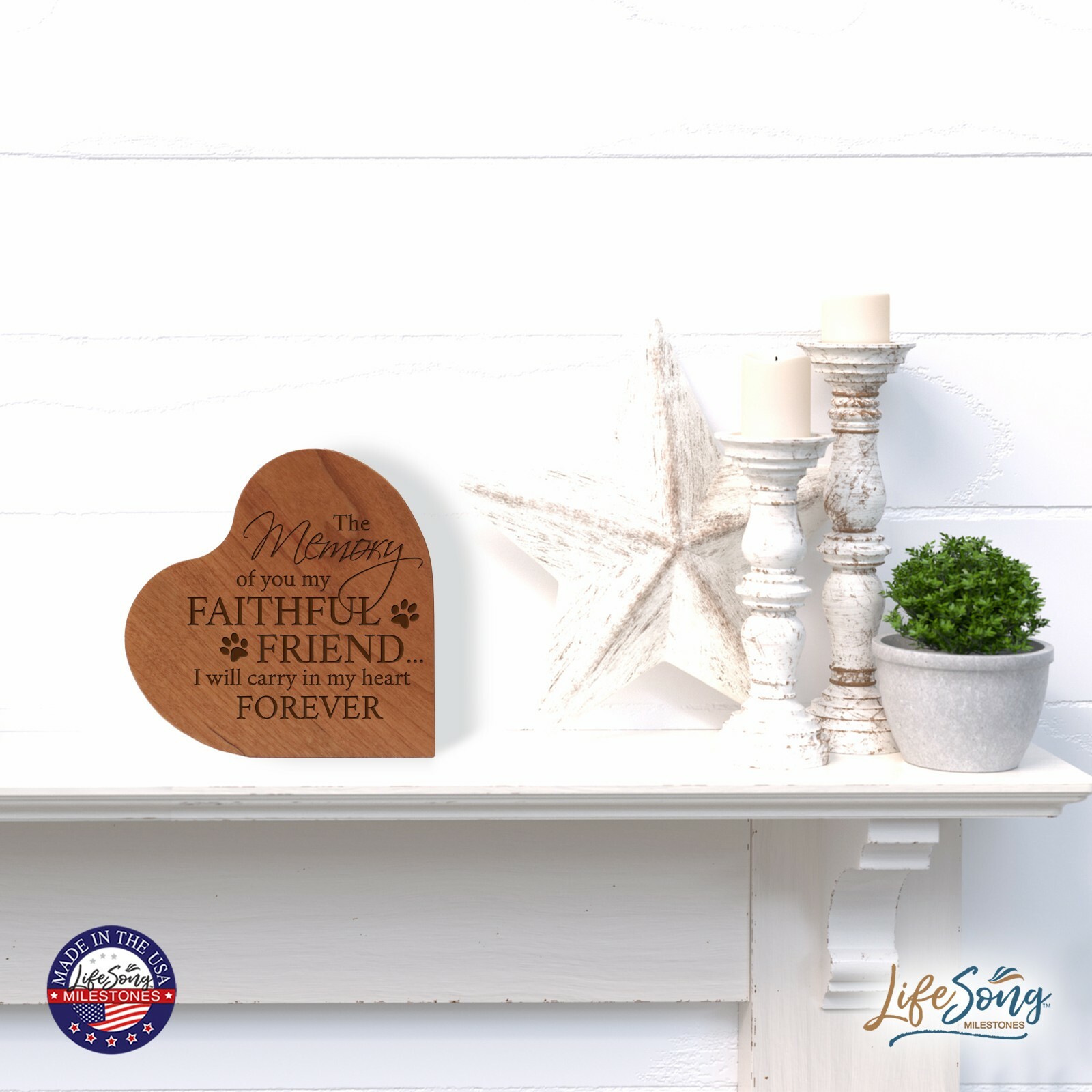 Inspirational Pet Memorial Heart Urn Condolence Keepsake For Loss of Pet Dog Cat