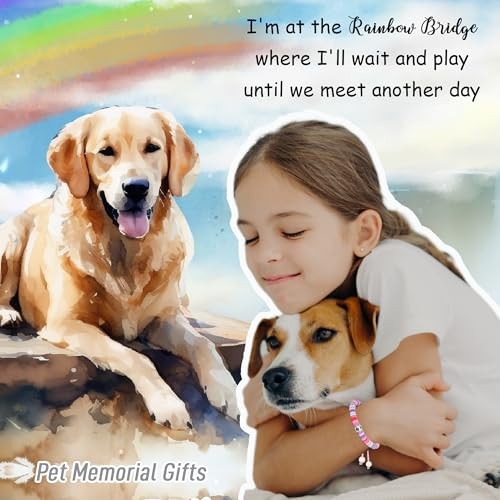 Dog Memorial Gifts, Pet Sympathy Rainbow Bridge Pet Memorial Bracelet Colorful