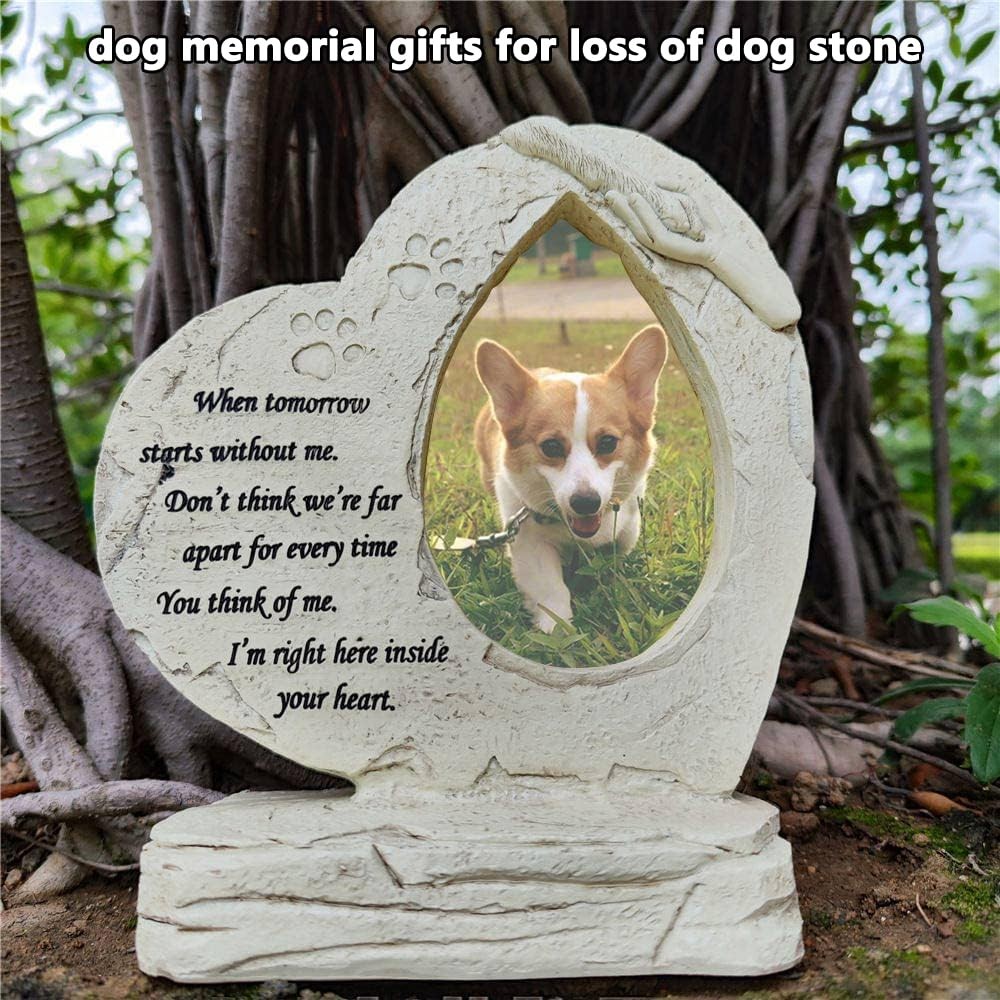 jinhuoba Heart Shaped Pet Memorial Stones for Dogs, Dog One size, White