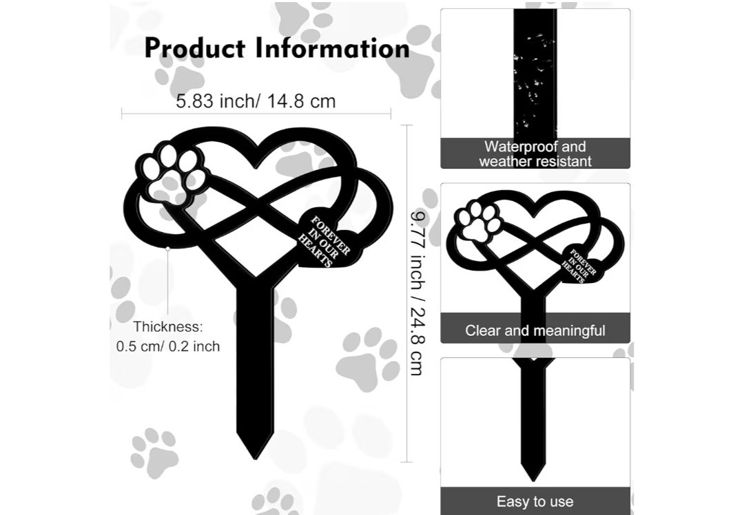 JIANWEI Memorial Pet Grave Markers, Pet Loss Stake Memorial Plaques Paw…