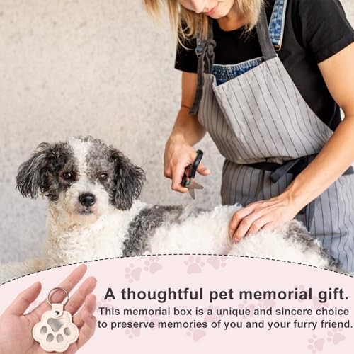 4pcs Pet Paw Print Leather Keychains, White PU Leather Dog & Cat Hair