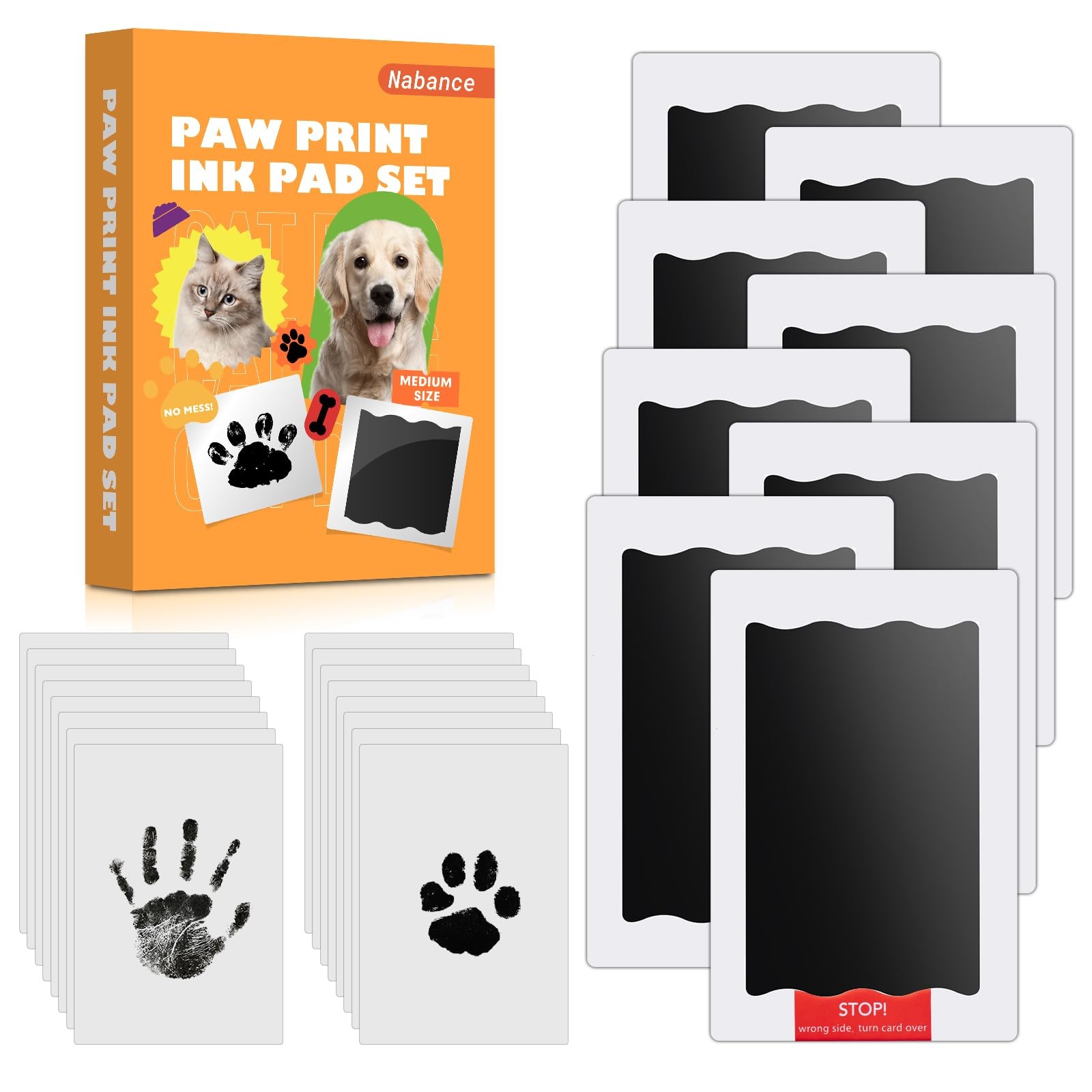 Paw Print Kit, Dog Paw Print Kit, 8 Inkless Print Pads, 16 Imprint Cards, Nos…