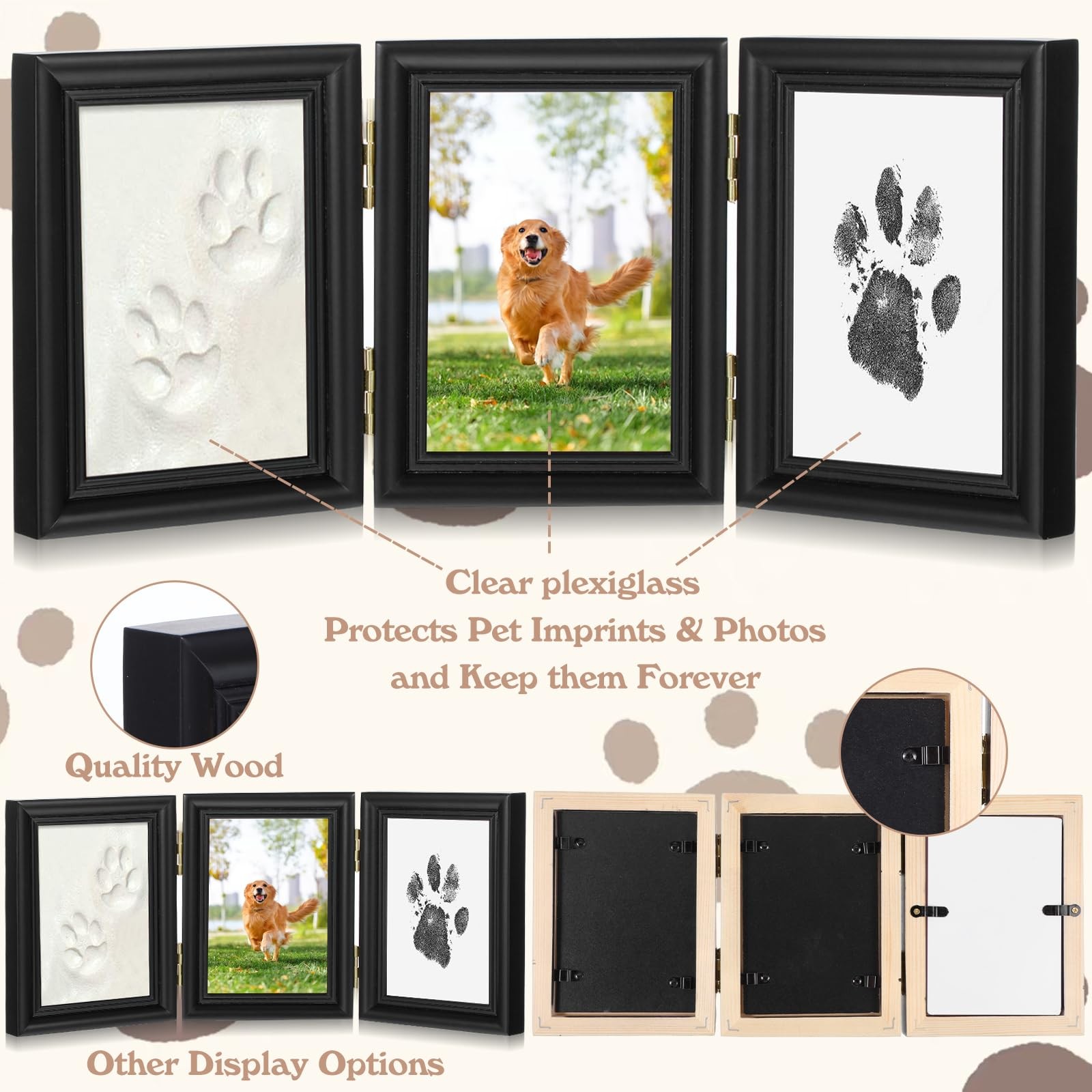 Ink&Clay Paw Print Kit Keepsake,Inkless Ink Pad & Soft Clay for Dogs/Cats Paw…
