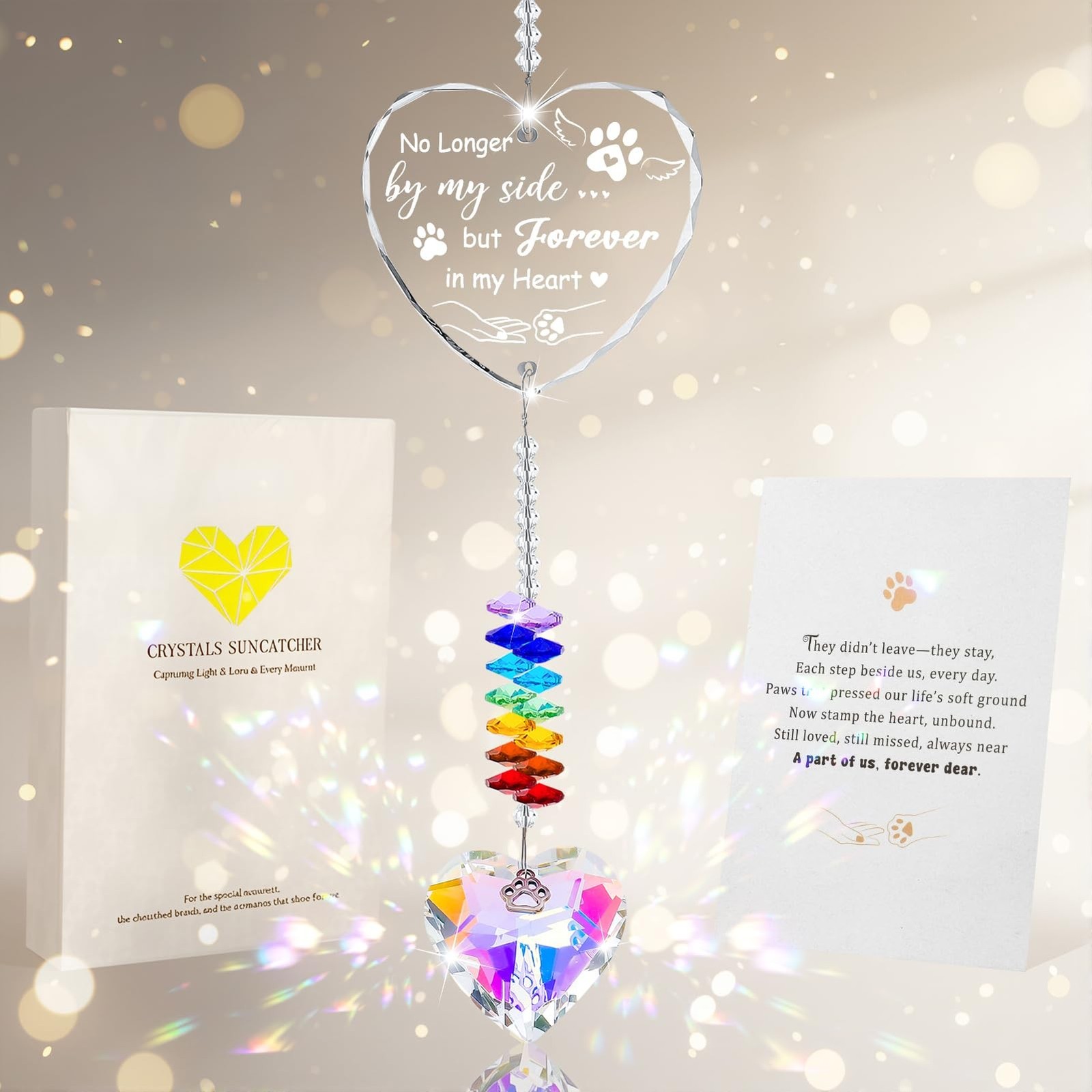 Dog Memorial Gifts for Loss of Dog,Crystal Suncatcher with Heart Prism and Pa…