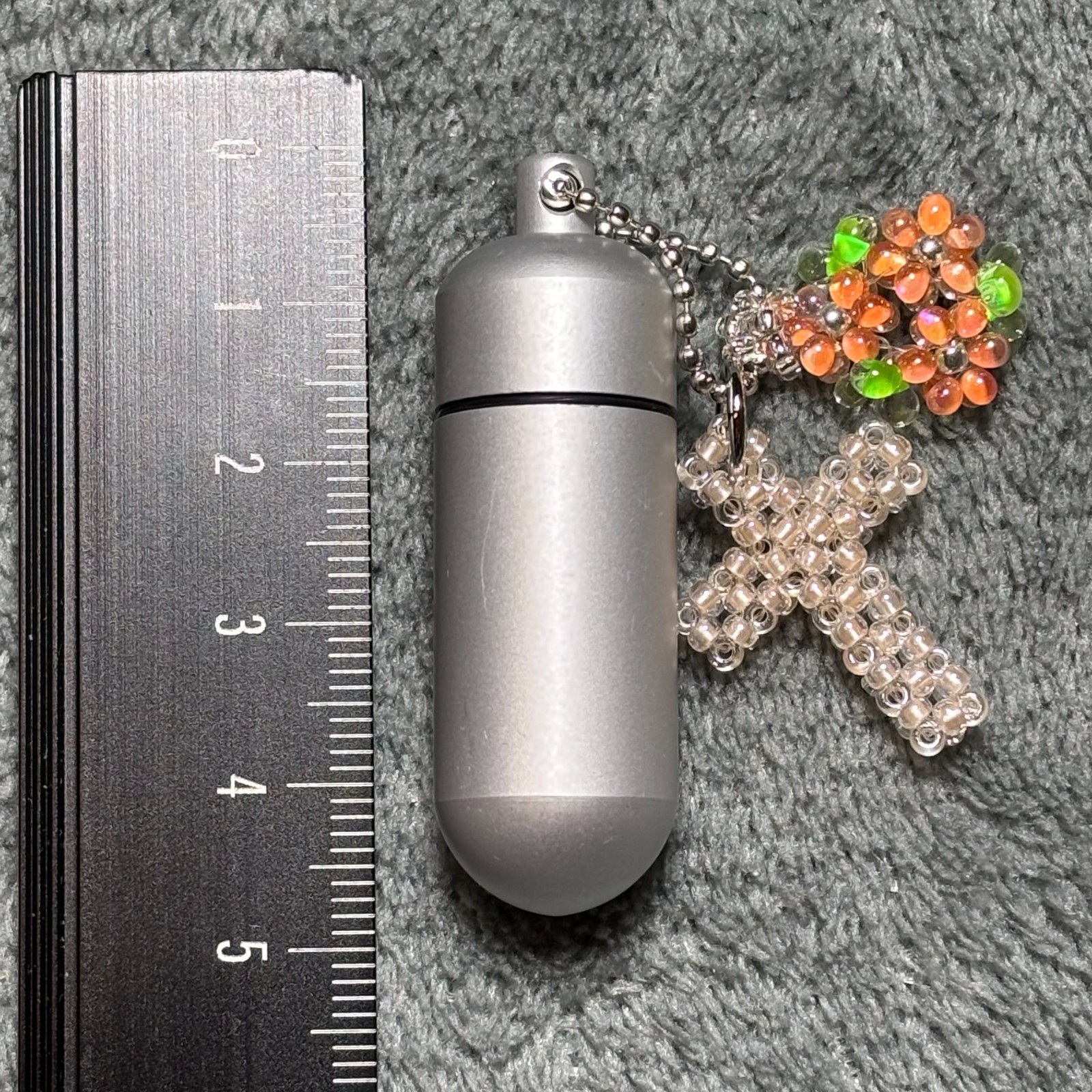 Cremation Ashes Keychain – Cremation Keepsake(orange cross and orange ornaments)