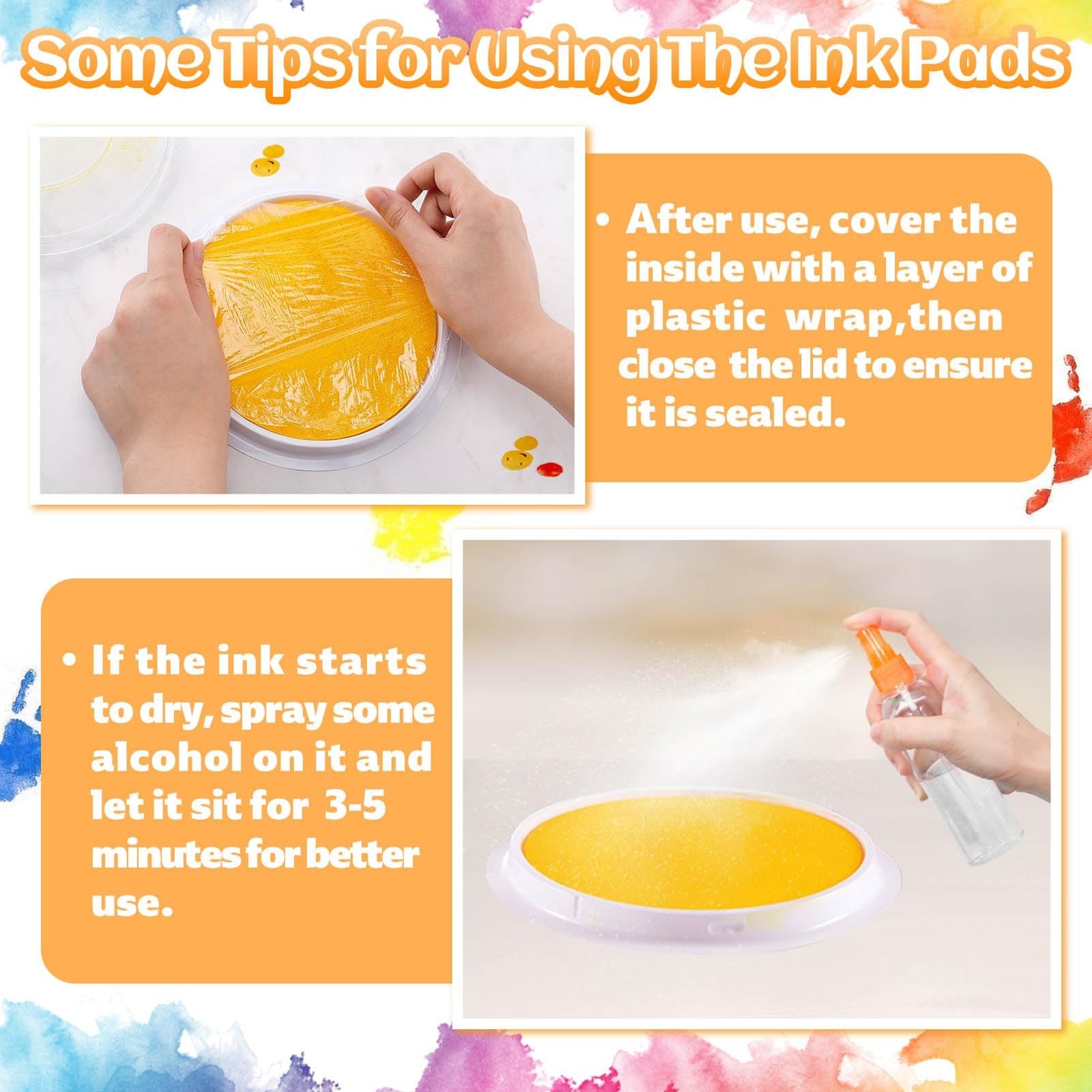 7″ Large Ink Pads for Kids – Handprint Footprint Size Rainbow Stamps Pad, Saf…