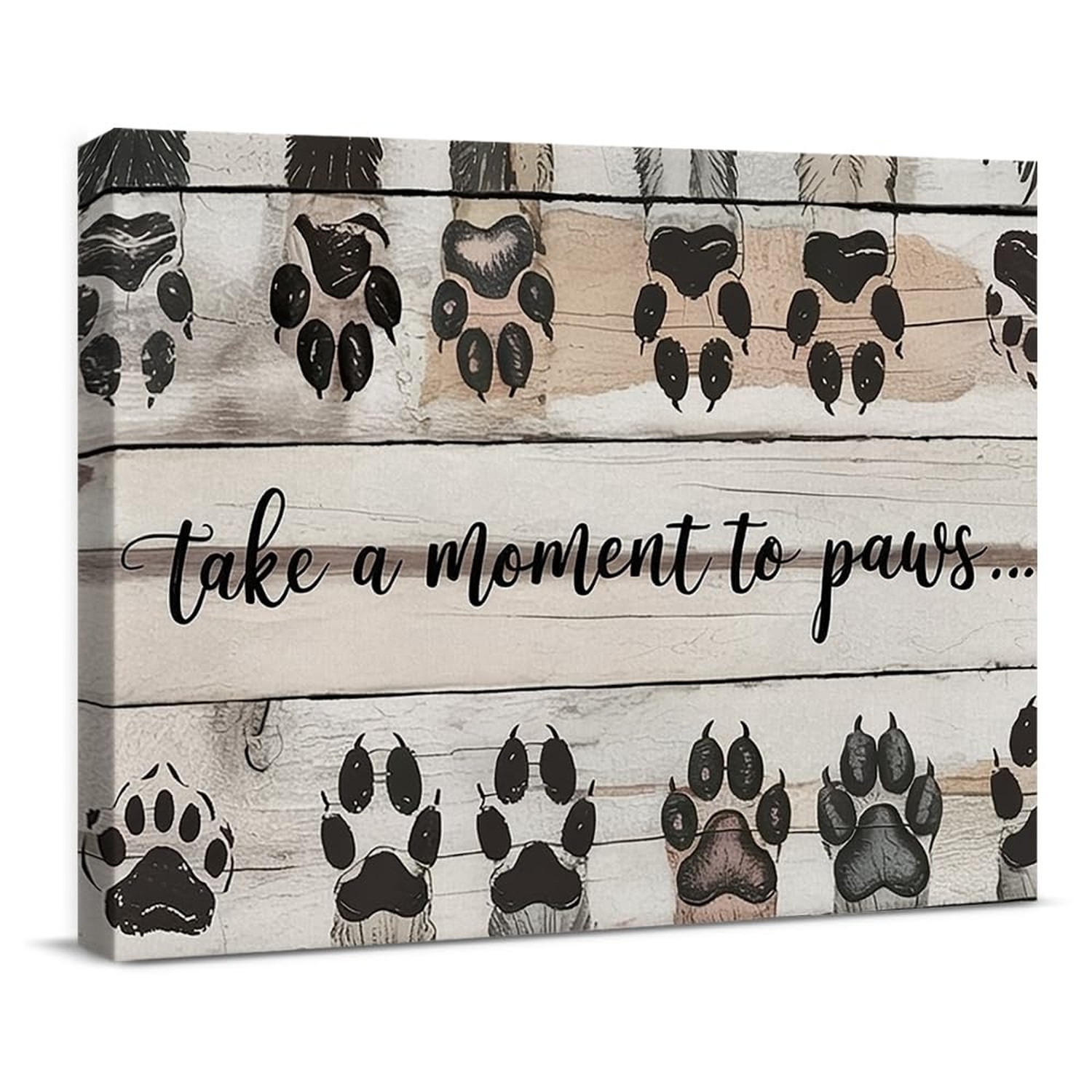 Dog Paw Canvas Wall Art Take a Moment to Paws Print Poster Framed Painting fo…