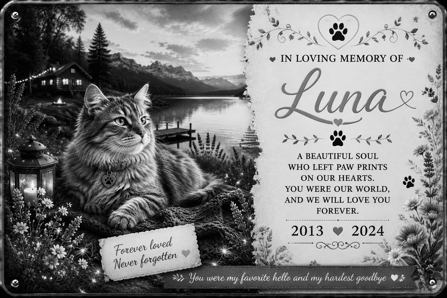 Personalised Pet Memorial Plaque Custom Photo Engraved Aluminium Dog Cat Horse