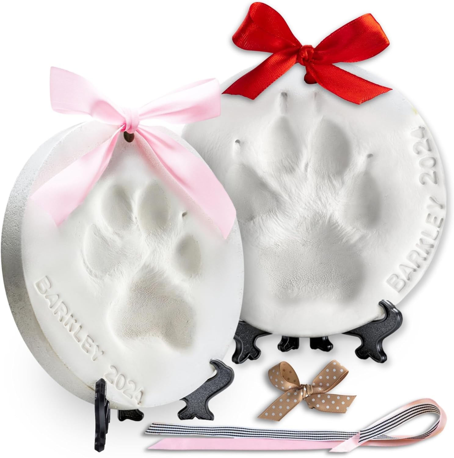 Pet Paw Print Impression Kit Makes (2) Dog Keepsake Ornaments, Inkless White