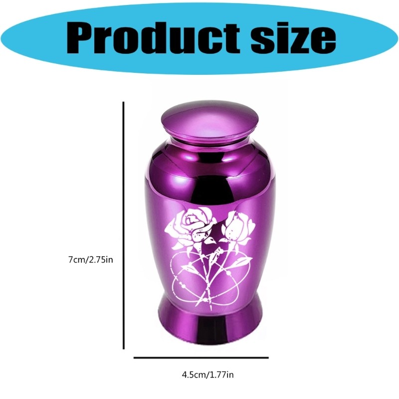 Metal Pet Cremation Urn For Dog Cats Ashes Storage Elegant Pattern Safe Lid
