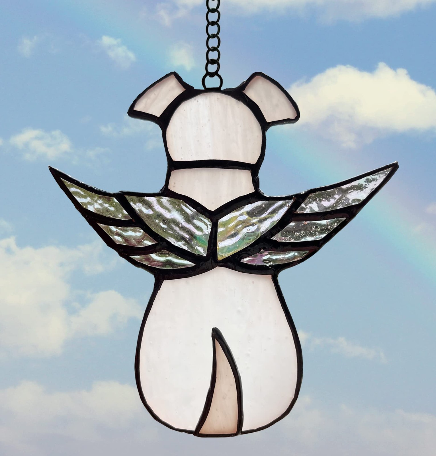 ZUAJITER Stained Glass Window Hanging Angel Dog Memorial Gifts for Loss of…