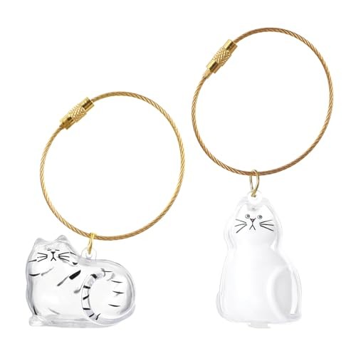 2pcs Cat Hair Keychain – Clear Fur Keepsake – Creative Cat Hair Pendant