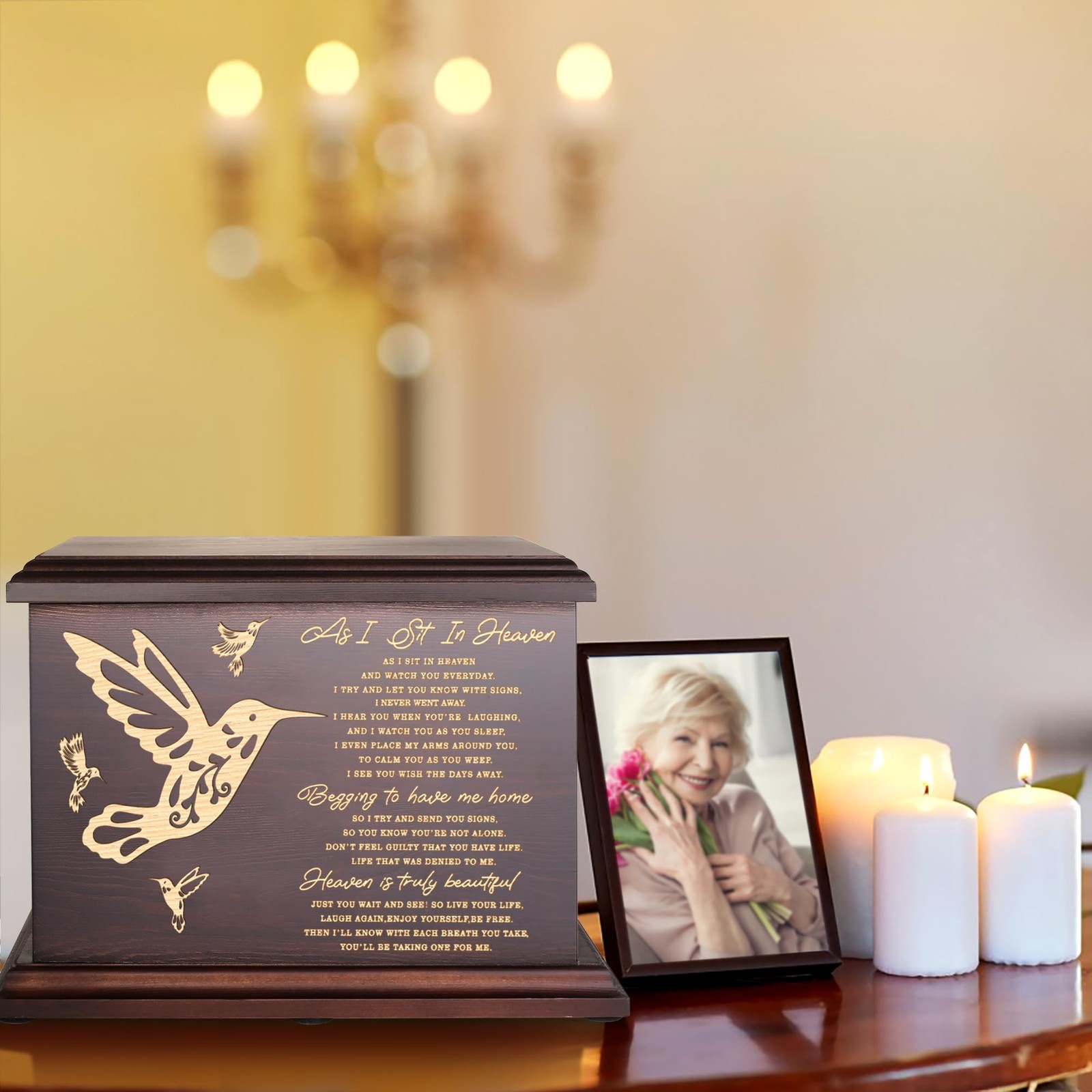 Cremation Memorial Urns for Human Ashes Adult Male Female, Wooden Box and Cas…
