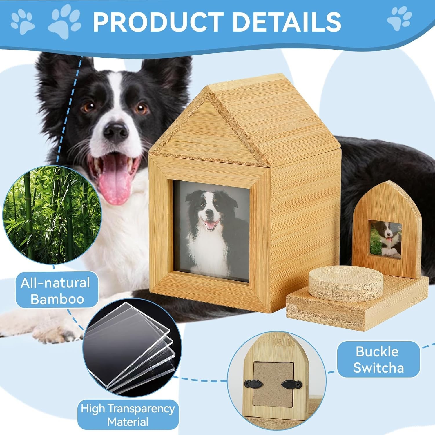 Pet Memorial Gift for Dogs, Pet Urn for Ashes Memory Keepsake Photo Frame
