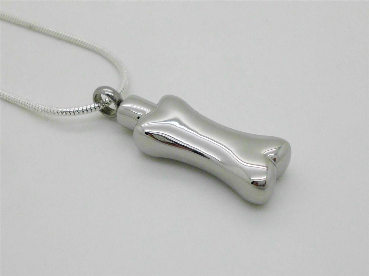 316L Silver Pet Dog Bone Design Memorial Keepsake Cremation Cinerary Urn Pendant