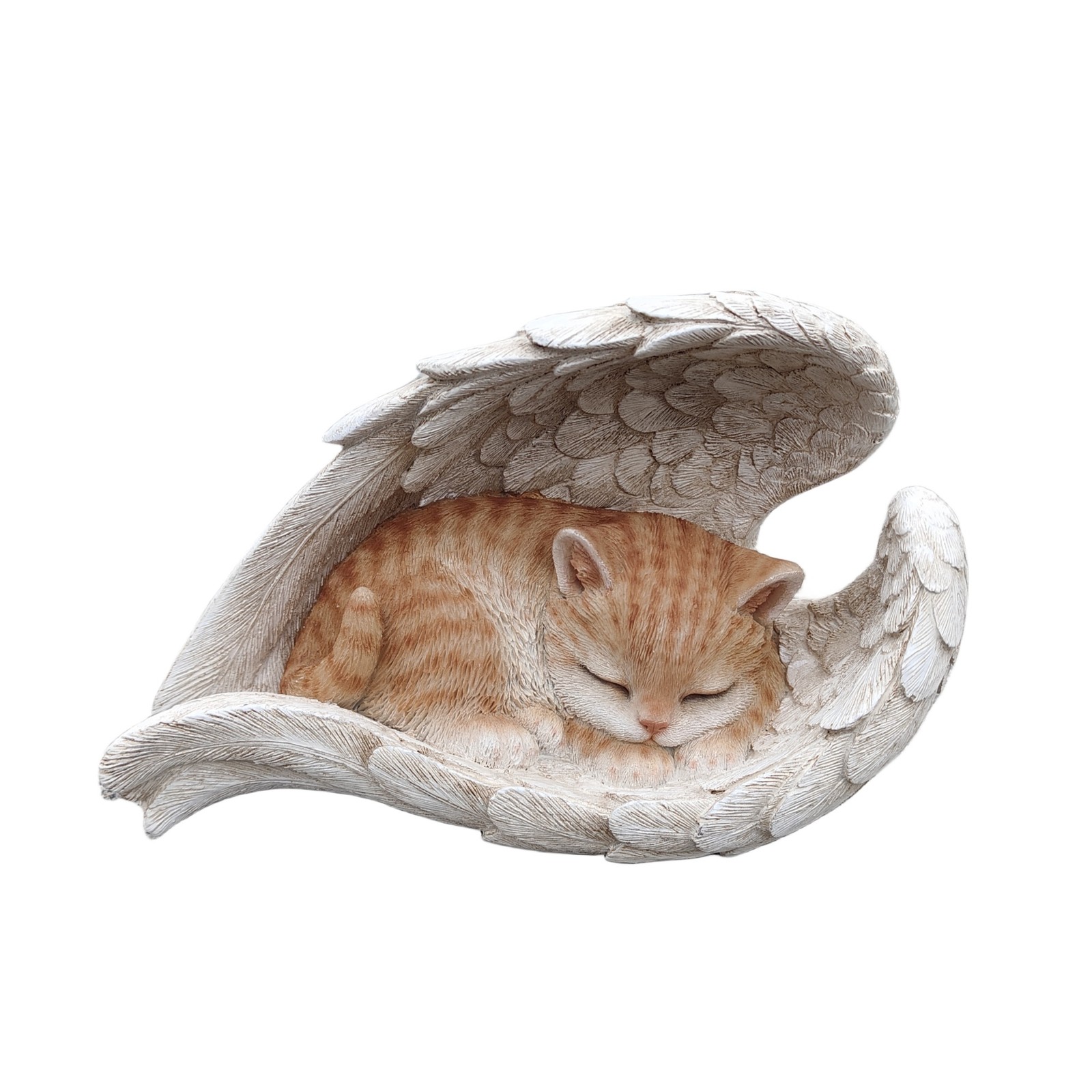 Angel Cat Garden Statue Orange Tabby Sleeping Pet Memorial Bereavement Gift