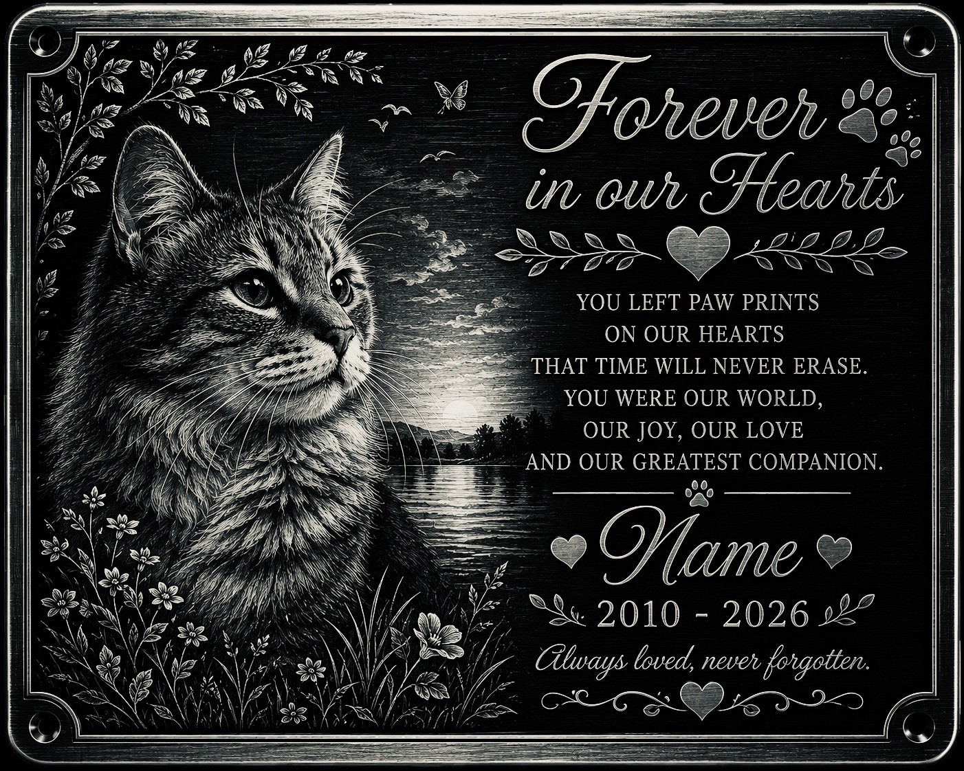 Personalised Pet Memorial Plaque Custom Photo Engraved Dog Cat Horse
