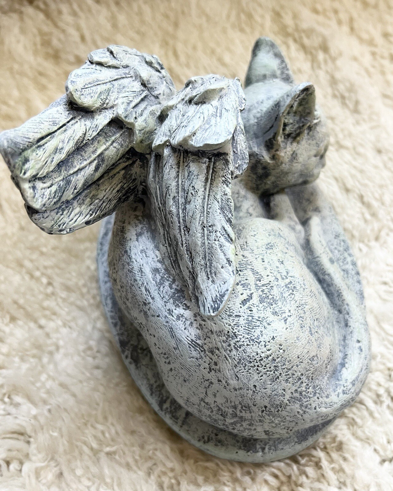 Sleeping Cat Angel with Wings Memorial Statue Plague Marker Figurine Pet Memory