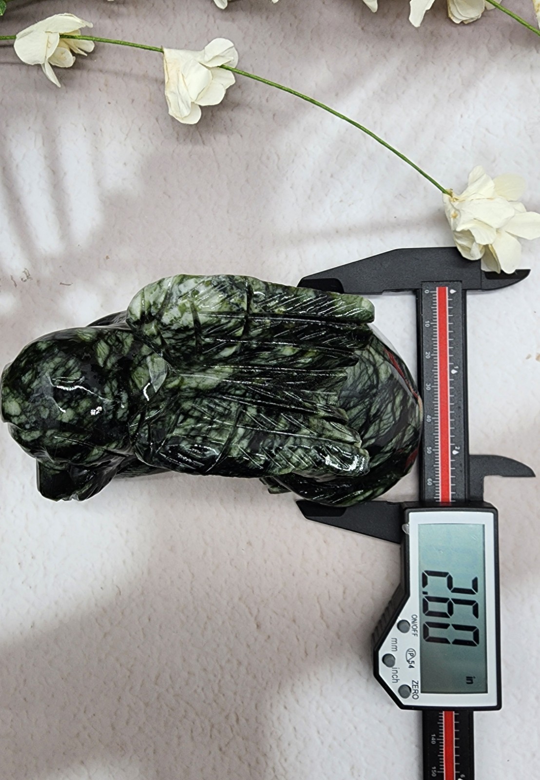 Xiuyan Jade Winged Angel Dog Pet Memorial, Pet Loss Gift, Gemstone Carving