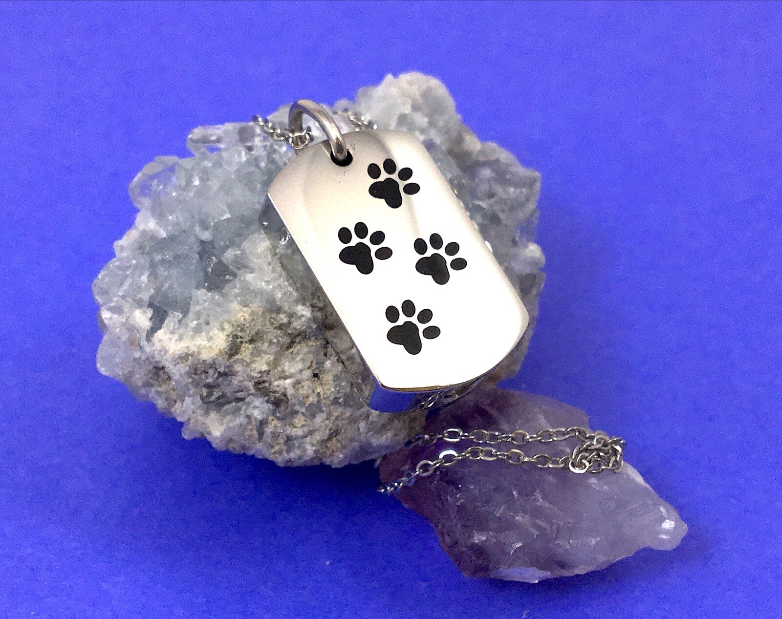 Paw Print Dog Tag Shape Pet Cremation Pendant Urn Keychain 1″ Key Ring Ashes Cat